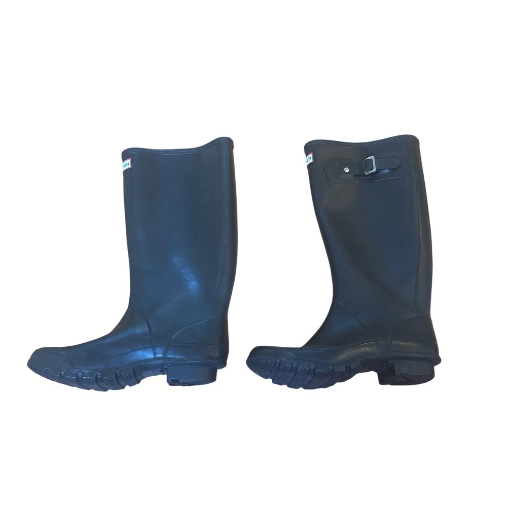 Hunter Huntress Rain Boots Unisex Black Tall Waterproof Rubber SIZE 6M 7F